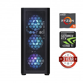 Ryzen 5 7600 16GB 512GB SSD NVME 1TB HDD RTX 4060 Ti NoOs Stacionārais dators